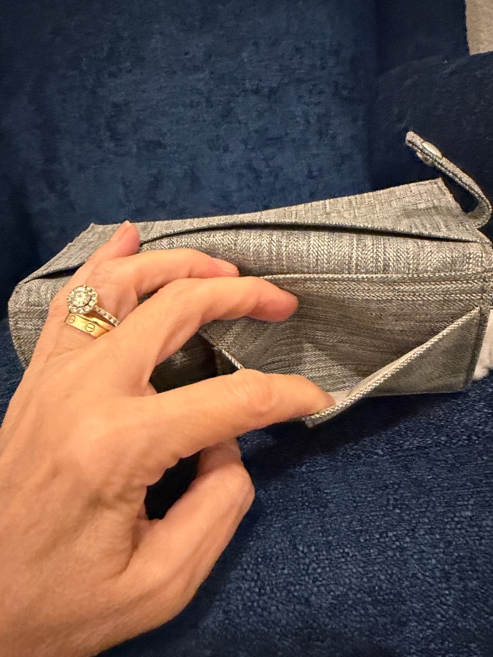 Kipling Light Gray Textured Clutch Wristlet with Pom Keychain - Picture 5 of 14